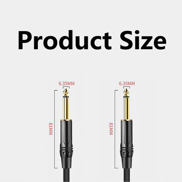 Middle end  1/4" TS to 1/4" TS Instrument Cable - 24AWG OFC Conductor & Double Shielding for Professional Audio Performance