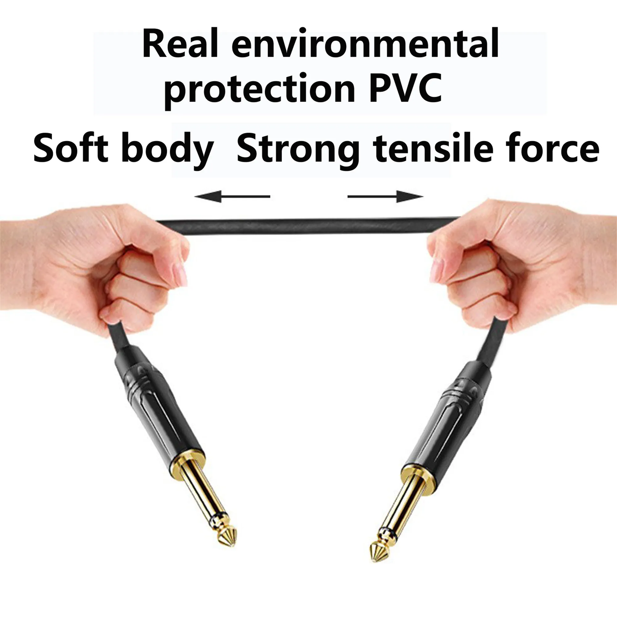 Middle end  1/4" TS to 1/4" TS Instrument Cable - 24AWG OFC Conductor & Double Shielding for Professional Audio Performance