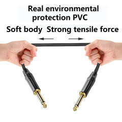 Middle end  1/4" TS to 1/4" TS Instrument Cable - 24AWG OFC Conductor & Double Shielding for Professional Audio Performance