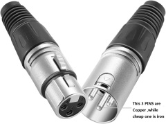 Professional 3-Pin XLR Solder-Type Connector (Male & Female) – Nickel-Tin Body, Copper Pins for Reliable Audio Connections