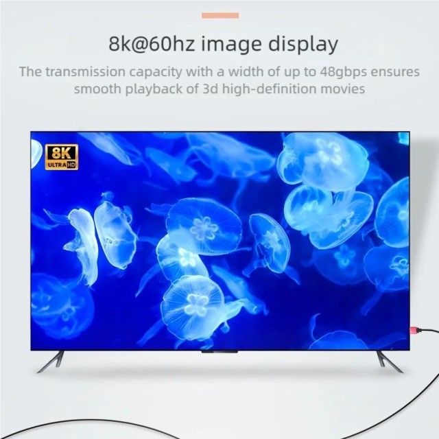 Ultra Slim Certified HDMI 2.1 Cable with Aluminum Shell - Lightweight, Durable, and High-Performance for 8K@60Hz, 4K@120Hz, 48Gbps Bandwidth