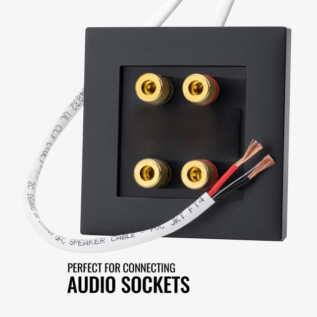 Premium Performance In-Wall Audio Speaker Wire Cable,2 Conductors.BC Condcutor,  -CL3 Rated PVC White - for Home Theater, HiFi, and Surround Sound Systems