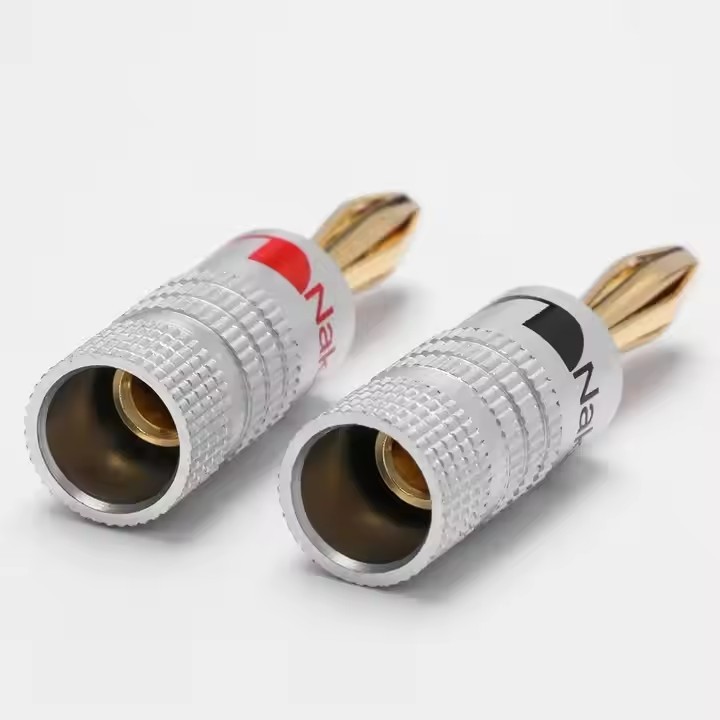 Gold Plated Speaker Banana Plugs, Open Screw Type, for Speaker Wire, Home Theater, Wall Plates - Premium Connectivity for Superior Audio Performance,2 Piece