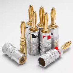 Gold Plated Speaker Banana Plugs, Open Screw Type, for Speaker Wire, Home Theater, Wall Plates - Premium Connectivity for Superior Audio Performance,2 Piece