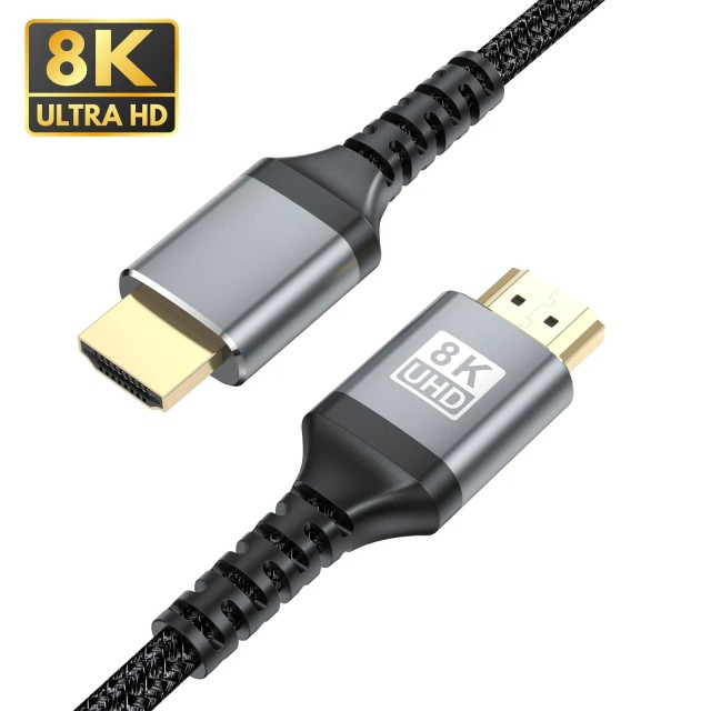Certified HDMI 2.1 Cable with Aluminum Shell - Ultra HD 8K@60Hz, 4K@120Hz, 48Gbps Bandwidth for Home Theater, Gaming, and Professional AV Systems