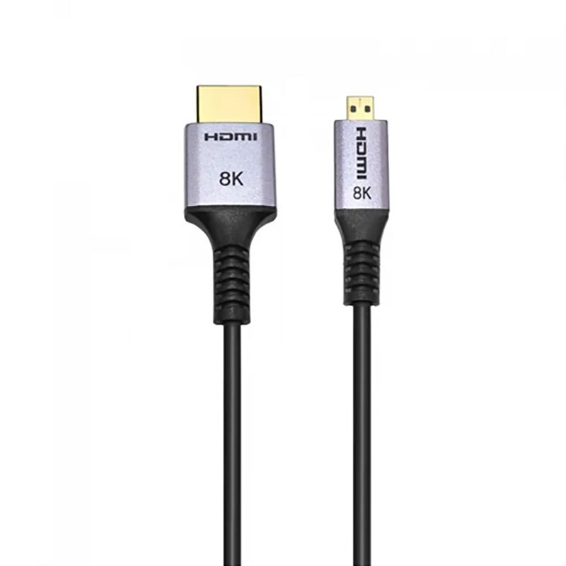 Ultra Slim Certified HDMI 2.1 Cable with Aluminum Shell HDMI to Micro HDMI (A to D) - Lightweight, Durable, and High-Performance for 8K@60Hz, 4K@120Hz, 48Gbps Bandwidth