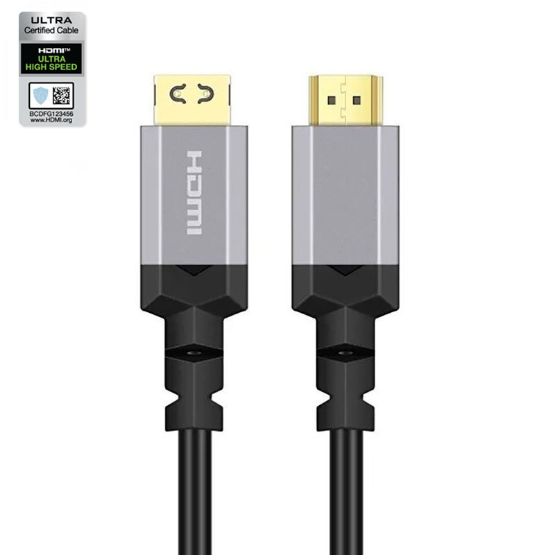 Certified Snug-Fit HDMI 2.1 Cable with Aluminum Shell and Cotton Mesh Sleeve - Durable and High-Performance for 8K@60Hz, 4K@120Hz, 48Gbps Bandwidth