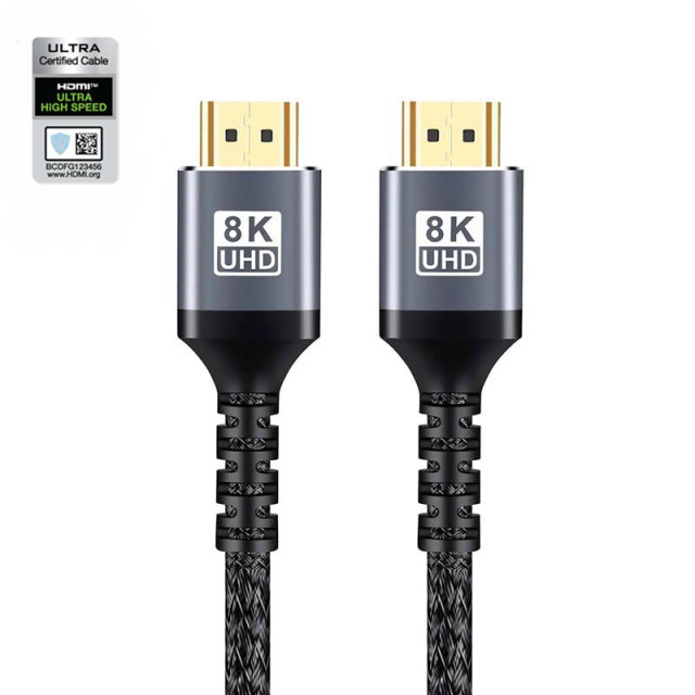 Certified HDMI 2.1 Cable with Aluminum Shell - Ultra HD 8K@60Hz, 4K@120Hz, 48Gbps Bandwidth for Home Theater, Gaming, and Professional AV Systems
