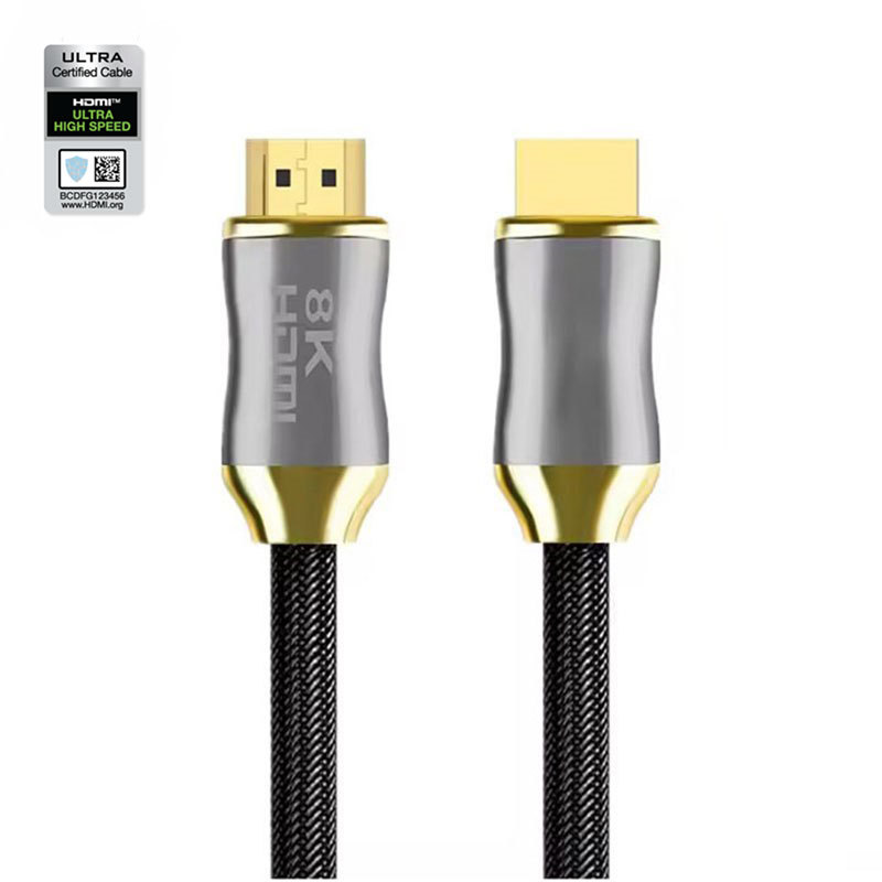 Certified HDMI 2.1 Cable with Zinc Alloy Connector & Nylon Sleeve - Ultra HD 8K@60Hz, 4K@120Hz, 48Gbps Bandwidth for Home Theater, Gaming, and Professional AV Systems