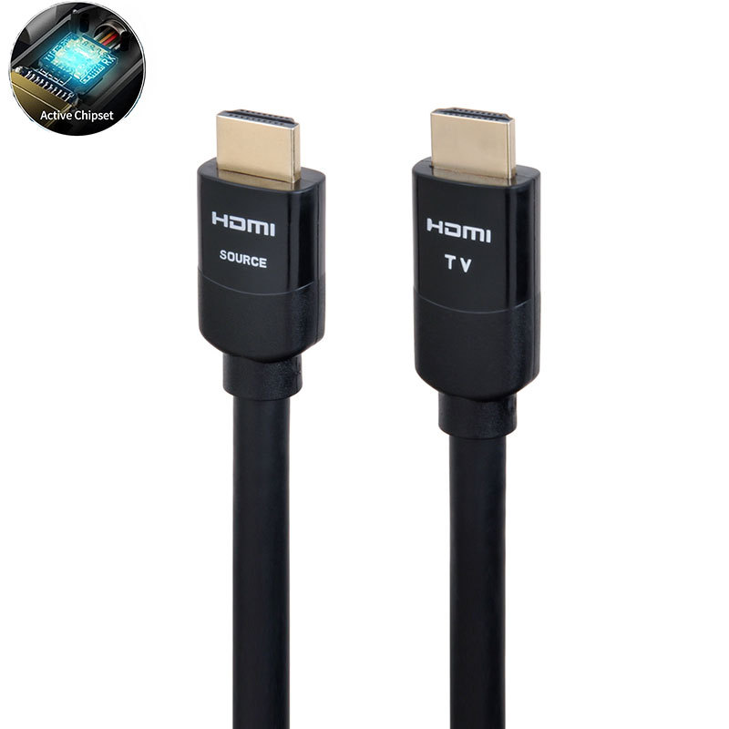 Active HDMI 2.0 Cable with Molding connector,  for 10m-15m Transmission,Ultra HD 4K@60Hz 4:4:4, -  Chip-Enhanced Signal for Home Theater, Gaming, and Professional AV Systems