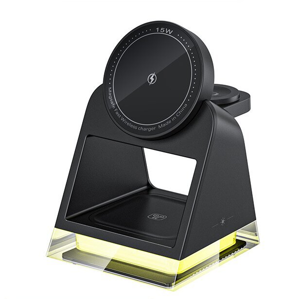 15W Magnetic 3-in-1 Wireless Charger with Night Light – Fast Charging Dock for iPhone, Android, Watch & airpods