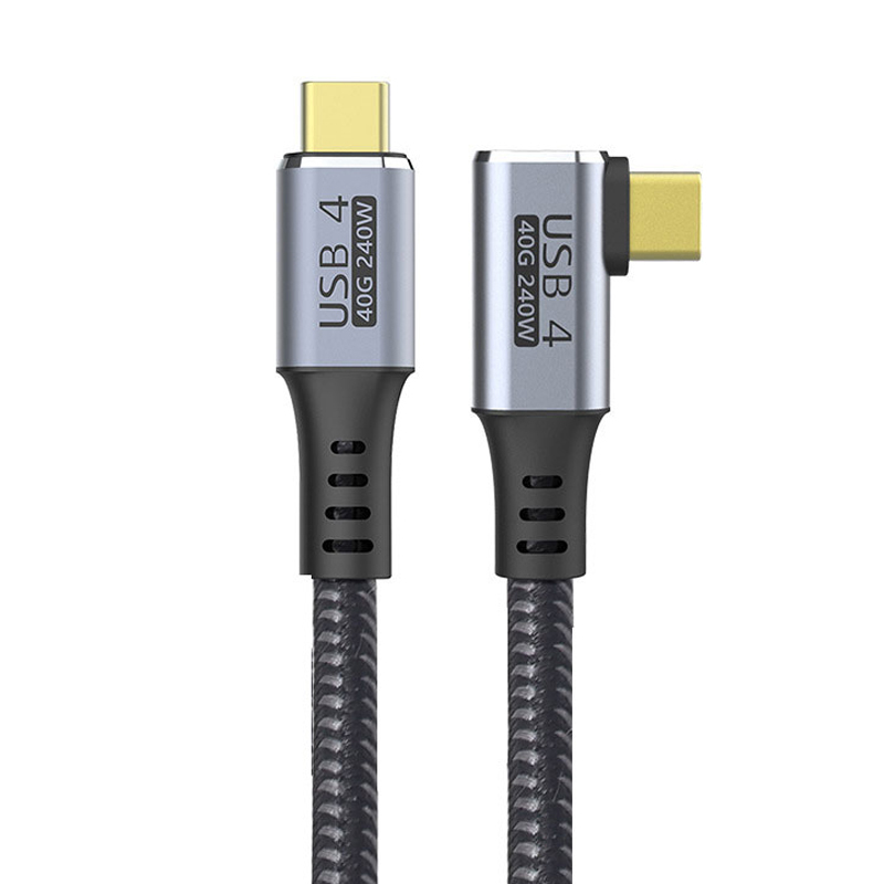 Entry Level USB4.0 Cable with Right Angle 90 Degree Connector – 40Gbps High-Speed Data Transfer, 240W Power Delivery, 8K @60Hz Video Output, Coaxial Cable, VL153 E-marker