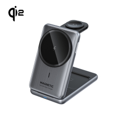 Qi2 Certified 15W Foldable Magnetic 3-in-1 Wireless Charger – Compact Charging Dock for iPhone, Apple Watch & AirPods