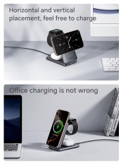 Qi2 Certified 15W Foldable Magnetic 3-in-1 Wireless Charger – Compact Charging Dock for iPhone, Apple Watch & AirPods