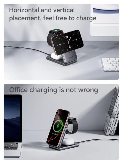 Qi2 Certified 15W Foldable Magnetic 3-in-1 Wireless Charger – Compact Charging Dock for iPhone, Apple Watch & AirPods