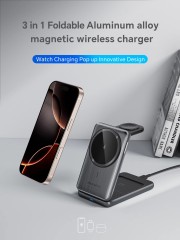 Qi2 Certified 15W Foldable Magnetic 3-in-1 Wireless Charger – Compact Charging Dock for iPhone, Apple Watch & AirPods