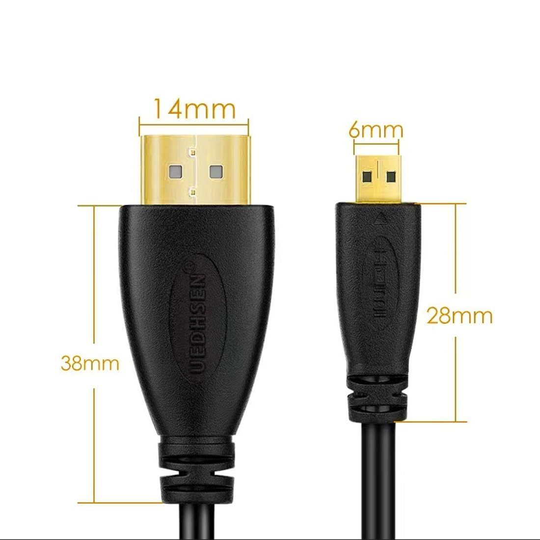 HDMI 2.0 Cable, HDMI to Micro HDMI with Molding connector- Ultra HD 4K@60Hz, 18Gbps Bandwidth, Slim Design (OD4.8mm) for Cameras, Laptops, and Portable Devices