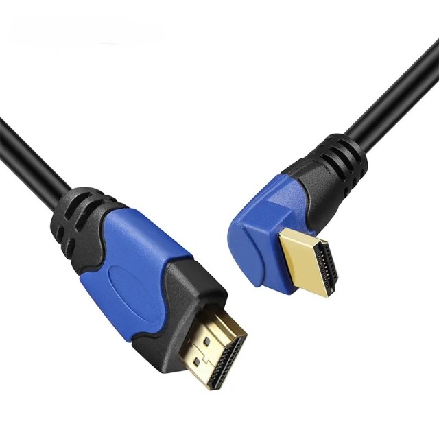 HDMI 2.0 Cable with 90-Degree Angled Double Molding Connector - High-Speed 4K@60Hz, HDR, ARC Support, Durable & Reliable for Home Theater, Gaming, and Professional AV Setups