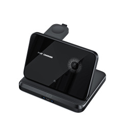 15W Foldable Extra-Large Dual-Coil 3-in-1 Wireless Charger – Detachable Galaxy Watch Pad, Compatible with Samsung Galaxy Z Fold, S Series & More