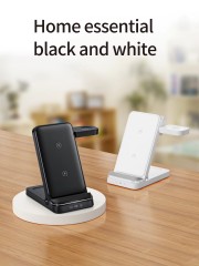 15W Foldable Dual-Coil 3-in-1 Wireless Charger – Universal Fast Wireless Charging Stand for Phone, Watch & Earbuds