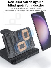 15W Foldable Extra-Large Dual-Coil 3-in-1 Wireless Charger – Detachable Galaxy Watch Pad, Compatible with Samsung Galaxy Z Fold, S Series & More