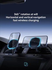Qi2 Certified 15W Magnetic Car Wireless Charger – 360° Rotatable Fast Charging with Overheat Protection for iPhone & Android"