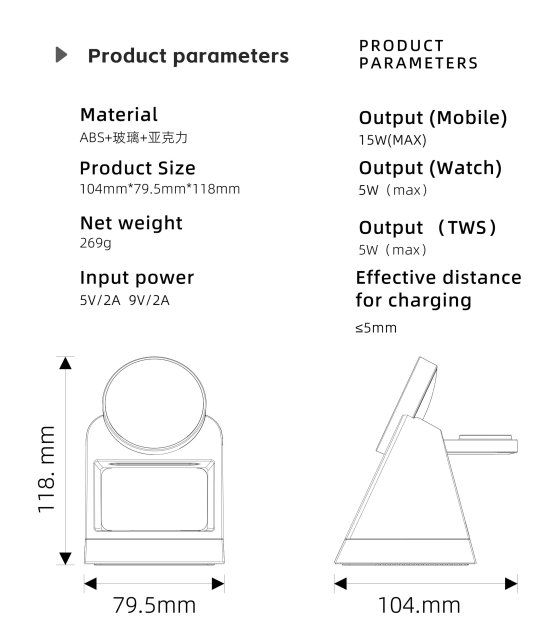 15W Magnetic 3-in-1 Wireless Charger with Night Light – Fast Charging Dock for iPhone, Android, Watch & airpods