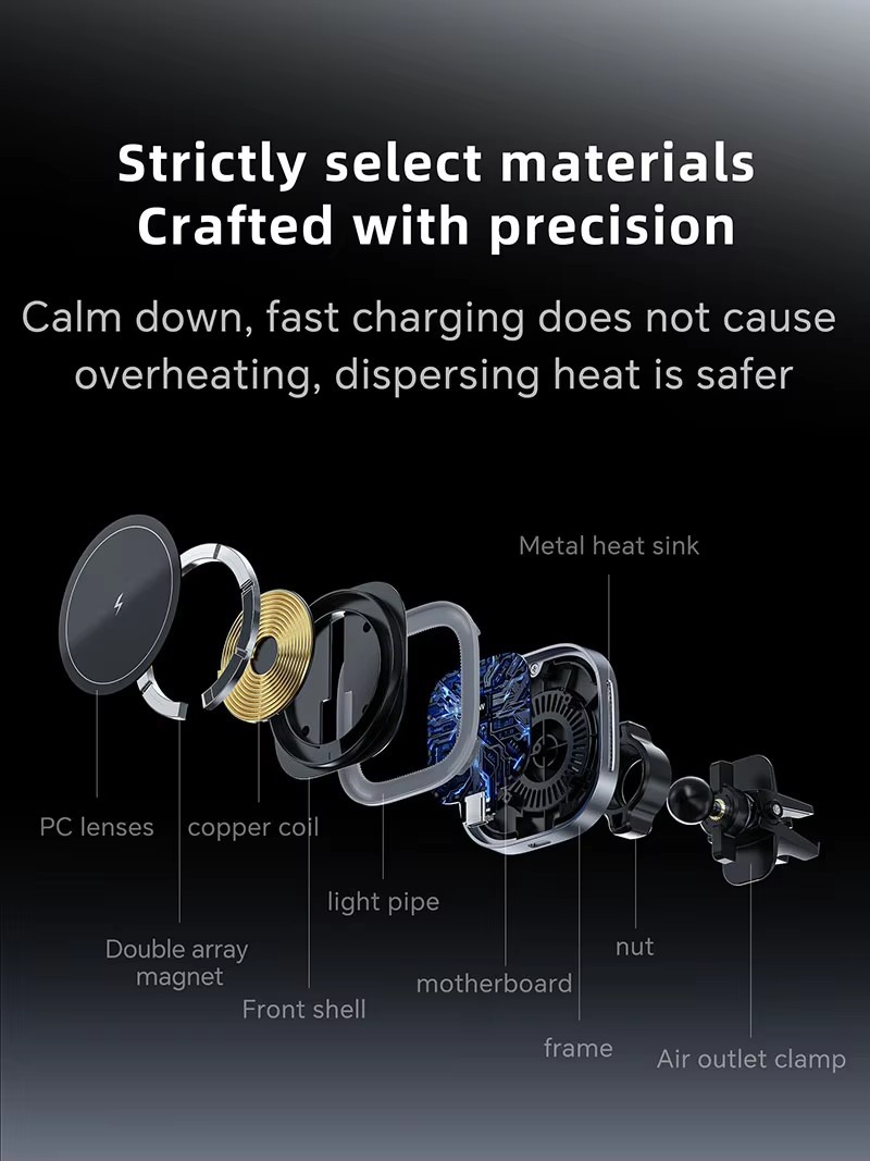 Qi2 Certified 15W Magnetic Car Wireless Charger – 360° Rotatable Fast Charging with Overheat Protection for iPhone & Android"