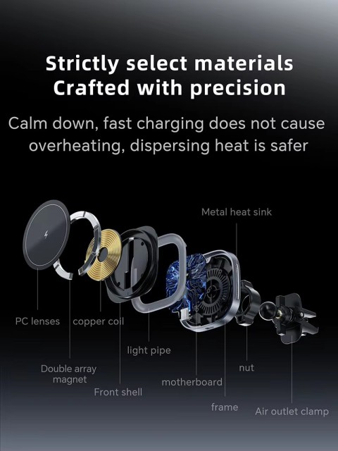 Qi2 Certified 15W Magnetic Car Wireless Charger – 360° Rotatable Fast Charging with Overheat Protection for iPhone & Android"