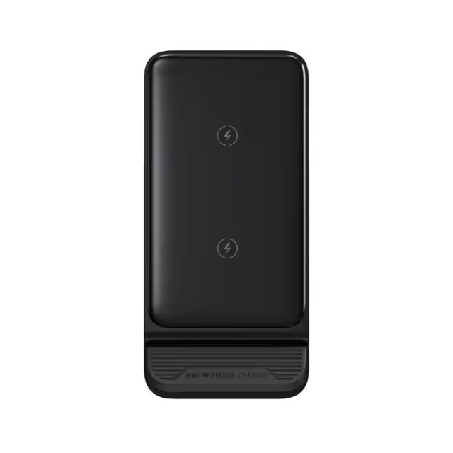 15W Foldable Dual-Coil 3-in-1 Wireless Charger – Universal Fast Wireless Charging Stand for Phone, Watch & Earbuds