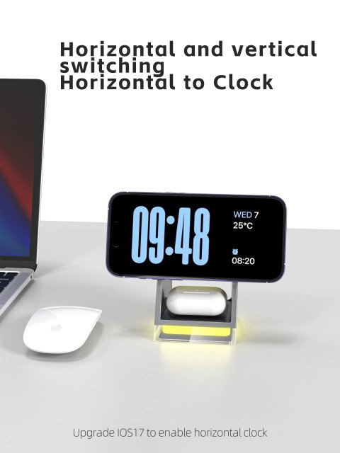 15W Magnetic 3-in-1 Wireless Charger with Night Light – Fast Charging Dock for iPhone, Android, Watch & airpods