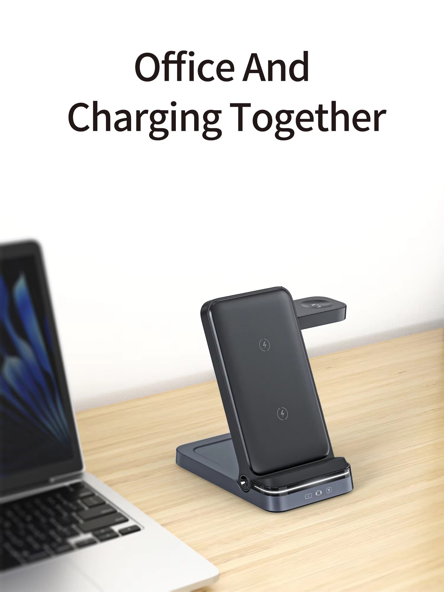 15W Foldable Dual-Coil 3-in-1 Wireless Charger – Universal Fast Wireless Charging Stand for Phone, Watch & Earbuds