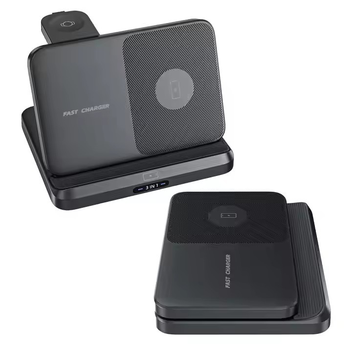 15W Foldable Extra-Large Dual-Coil 3-in-1 Wireless Charger – Detachable Galaxy Watch Pad, Compatible with Samsung Galaxy Z Fold, S Series & More