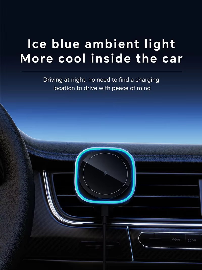 Qi2 Certified 15W Magnetic Car Wireless Charger – 360° Rotatable Fast Charging with Overheat Protection for iPhone & Android"