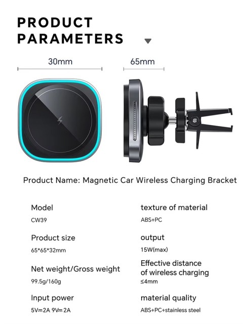 Qi2 Certified 15W Magnetic Car Wireless Charger – 360° Rotatable Fast Charging with Overheat Protection for iPhone & Android"