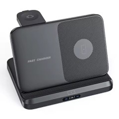 15W Foldable Extra-Large Dual-Coil 3-in-1 Wireless Charger – Detachable Galaxy Watch Pad, Compatible with Samsung Galaxy Z Fold, S Series & More