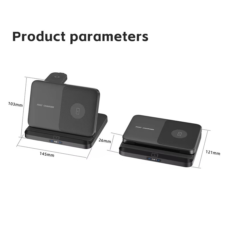 15W Foldable Extra-Large Dual-Coil 3-in-1 Wireless Charger – Detachable Galaxy Watch Pad, Compatible with Samsung Galaxy Z Fold, S Series & More