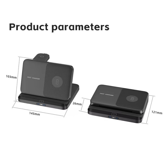 15W Foldable Extra-Large Dual-Coil 3-in-1 Wireless Charger – Detachable Galaxy Watch Pad, Compatible with Samsung Galaxy Z Fold, S Series & More