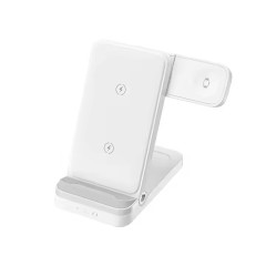 15W Foldable Dual-Coil 3-in-1 Wireless Charger – Universal Fast Wireless Charging Stand for Phone, Watch & Earbuds