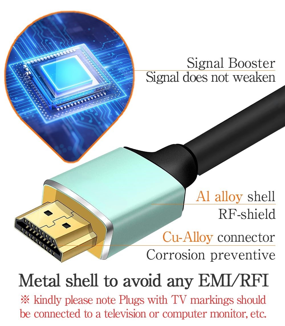 Active HDMI 2.0 Cable with Aluminum Shell ,for 10m-15m Transmission,Ultra HD 4K@60Hz 4:4:4, -  Chip-Enhanced Signal for Home Theater, Gaming, and Professional AV Systems