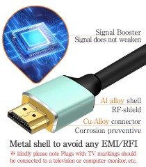 Active HDMI 2.0 Cable with Aluminum Shell ,for 10m-15m Transmission,Ultra HD 4K@60Hz 4:4:4, -  Chip-Enhanced Signal for Home Theater, Gaming, and Professional AV Systems