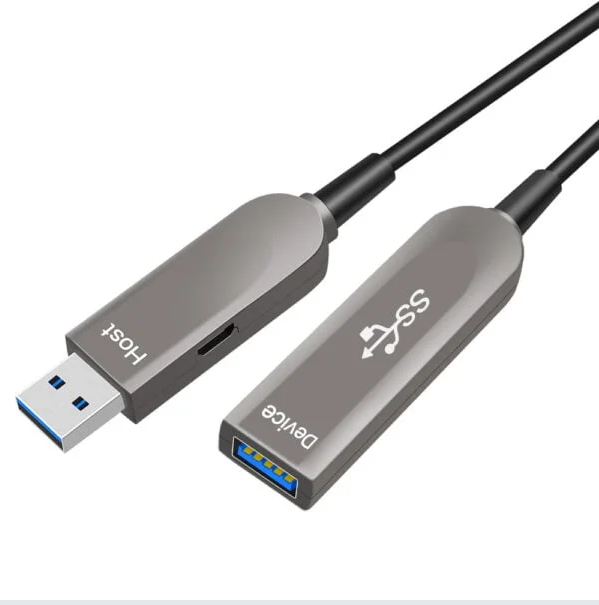 Fiber Optic USB 3.2 Gen2 Extension Cable, 10Gbps High-Speed Type-A to Type-A Female, Long Distance) Transmission, EMI/RFI Resistant
