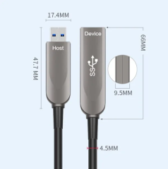Fiber Optic USB 3.2 Gen2 Extension Cable, 10Gbps High-Speed Type-A to Type-A Female, Long Distance) Transmission, EMI/RFI Resistant