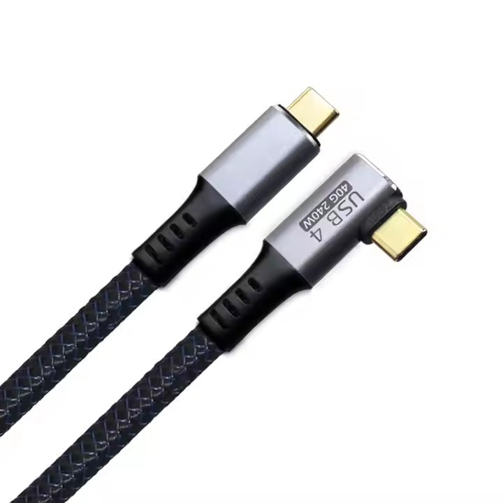 Entry Level USB4.0 Cable with Right Angle 90 Degree Connector – 40Gbps High-Speed Data Transfer, 240W Power Delivery, 8K @60Hz Video Output, Coaxial Cable, VL153 E-marker