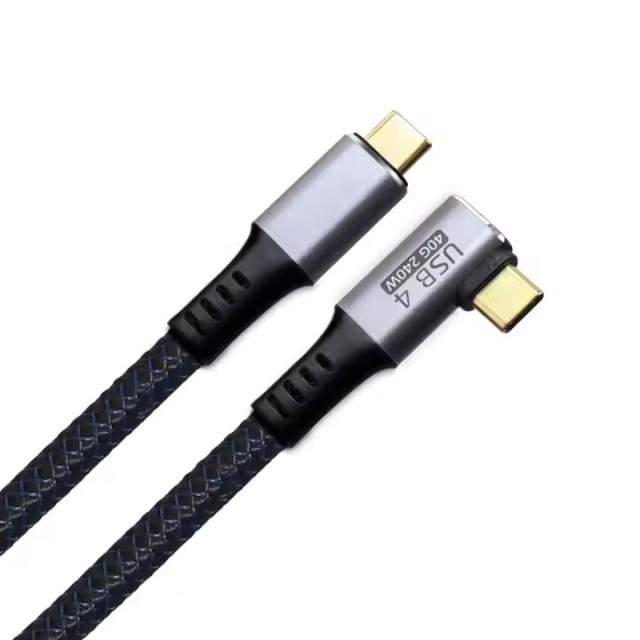Entry Level USB4.0 Cable with Right Angle 90 Degree Connector – 40Gbps High-Speed Data Transfer, 240W Power Delivery, 8K @60Hz Video Output, Coaxial Cable, VL153 E-marker