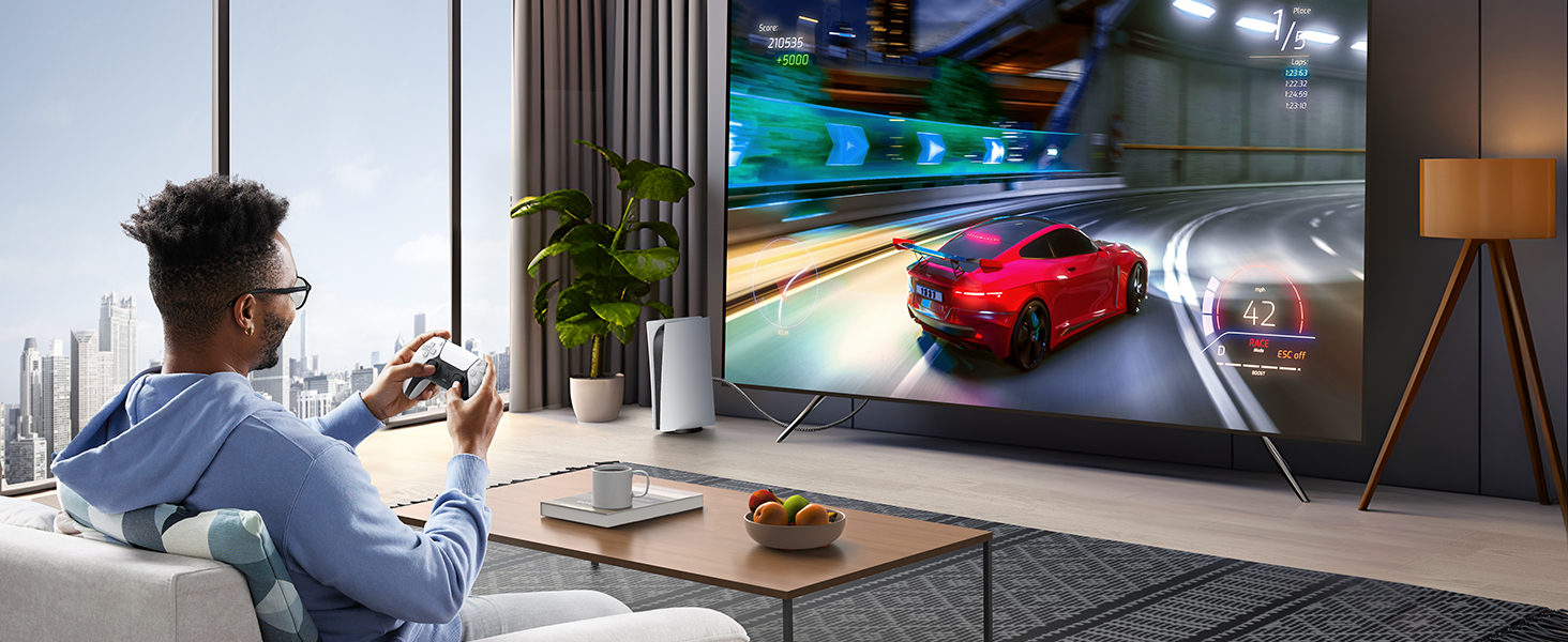Boy playing video games with 4K HDMI 2.0 cable, supports 60Hz smooth display