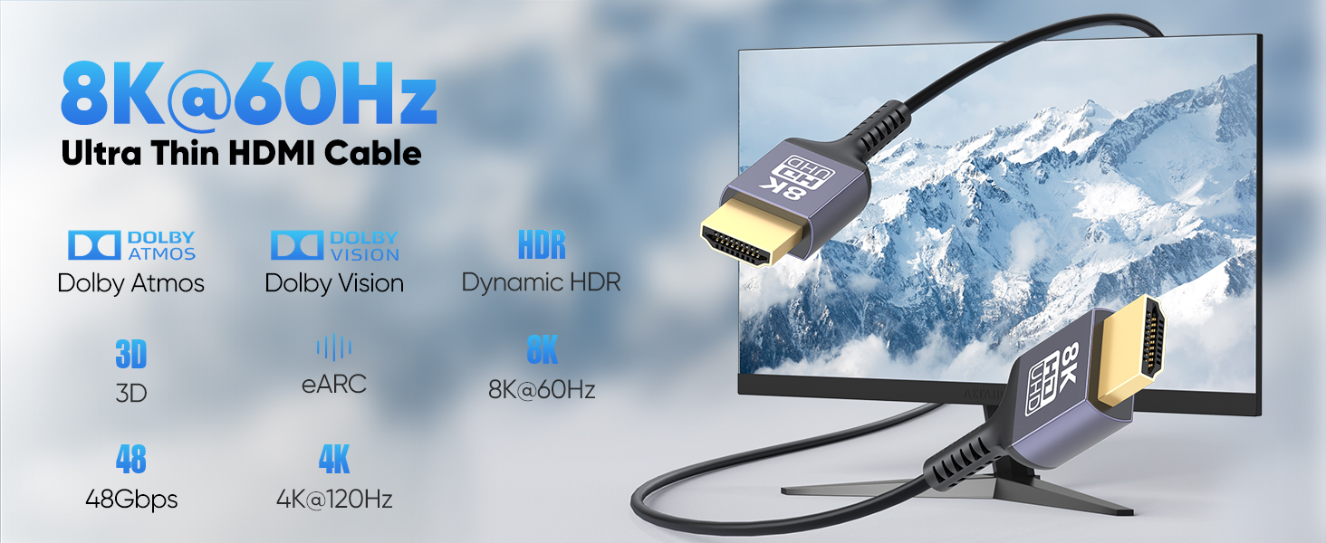 HDMI 2.1 cable features 48Gbps bandwidth, HDR, eARC, VRR