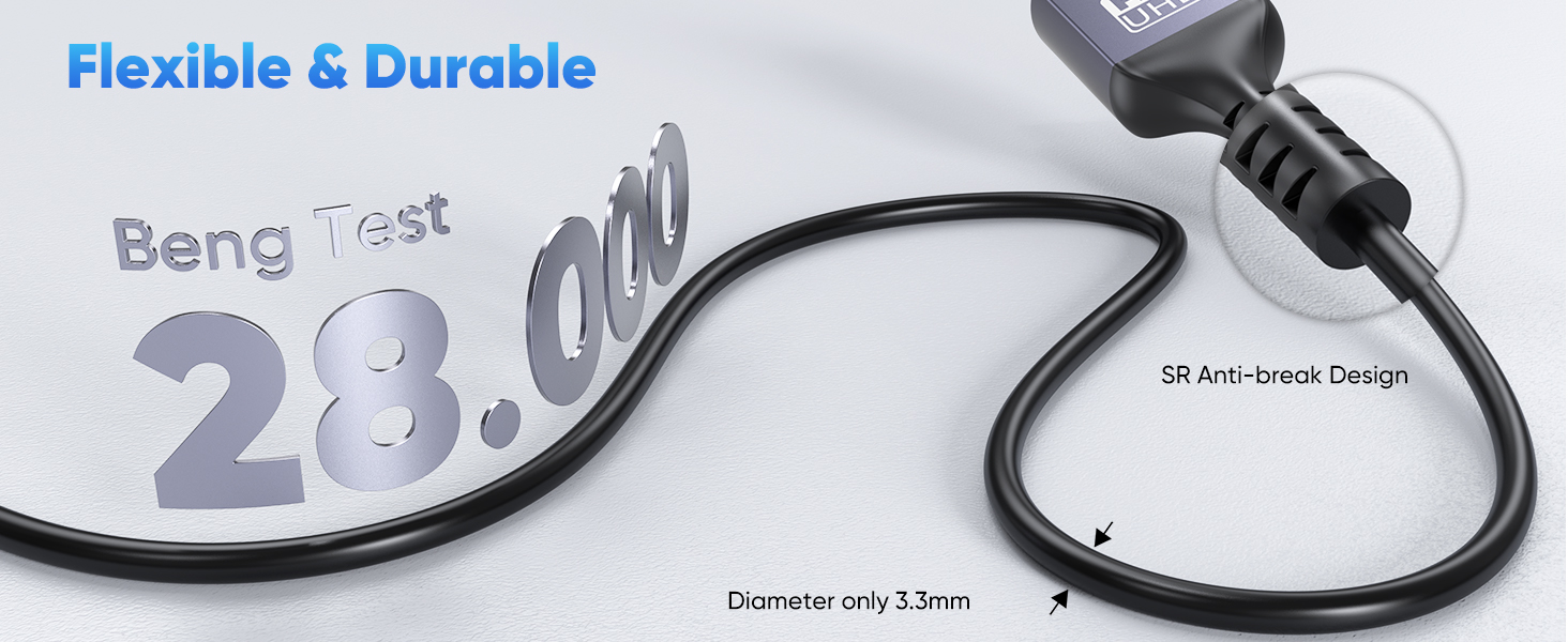 ultra slim HDMI 2.1 cable with 3.6mm outer diameter