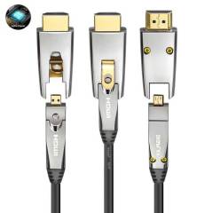 Premium Fiber Optic HDMI 2.1 Cable (AOC) .10m-100m Long-Distance Performance,Detachable Connector (D to D ) for pipe installation ,  8K@60Hz, 4K@120Hz