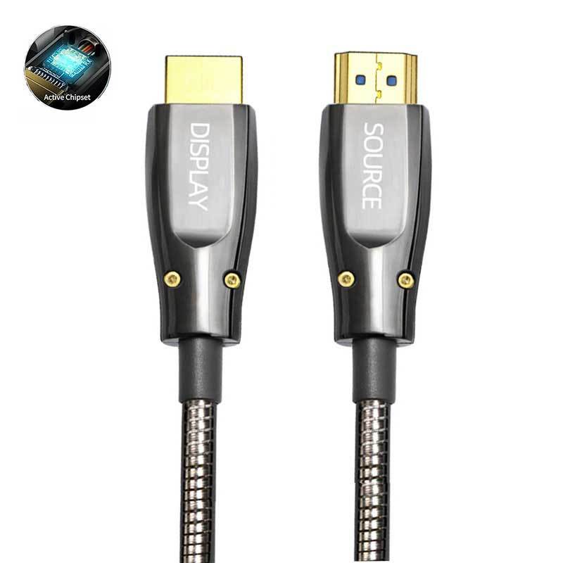 Premium Fiber Optic HDMI 2.1 Cable (AOC) – HDMI A to A,Armored Cable construction, 8K@60Hz, 4K@120Hz,